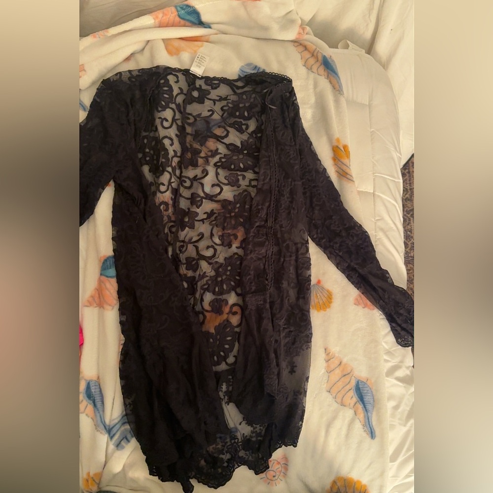 l*space Black Lace Sheer Swim Coverup